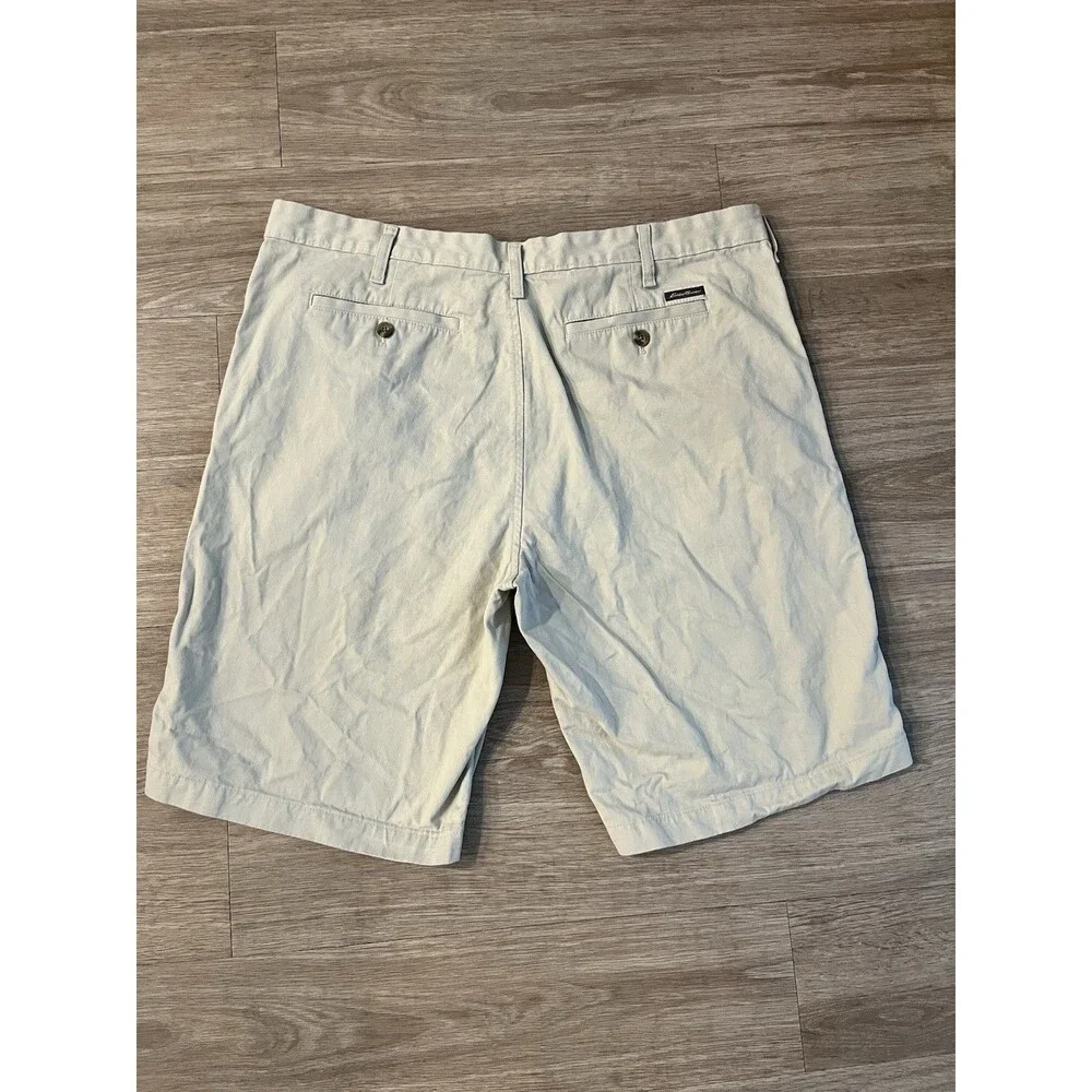 Eddie Bauer Men's Beige Cotton Chino Shorts Flat Front Pockets Size 40 0087